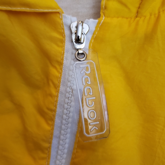 Vintage REEBOK Cropped Zip up Windbreaker Jacket Yellow - Picture 5 of 6